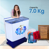Cine Gold 7 Kg 5 Star Quick Air Dry Semi-Automatic Top Loading Washing Machine: Blue Transparent Top with Rat Away Feature