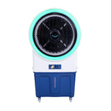 Cine Gold Oreo Ambient Light 80 LTRS Heavy Duty Tower Air Cooler For Home/Office With Honeycomb Cooling & Auto Swing Technology, Powerful Air Throw & 3-Speed Control With Ice Top Chamber White & Navy Blue