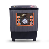 Cine Gold 8 Kg 5 Star Quick Air Dry Semi-Automatic Top Loading Washing Machine Grey Multicolor Flower Toughened Glass Top with Rat Away Feature