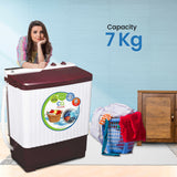 Cine Gold 7 Kg 5 Star Quick Air Dry Semi-Automatic Top Loading Washing Machine: Maroon Opaque Top with Rat Away Feature