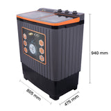 Cine Gold 7.2 Kg 5 Star Quick Air Dry Semi-Automatic Top Loading Washing Machine Black & Orange Toughened Glass Top with Rat Away Feature