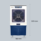 Cine Gold Typhoon 150 LTR Heavy Duty Desert Air Cooler For Home/Office With Honeycomb Cooling & Auto Swing Technology, Powerful Air Throw & 3-Speed Control With Ice Toughened Glass Top Chamber White & Navy Blue