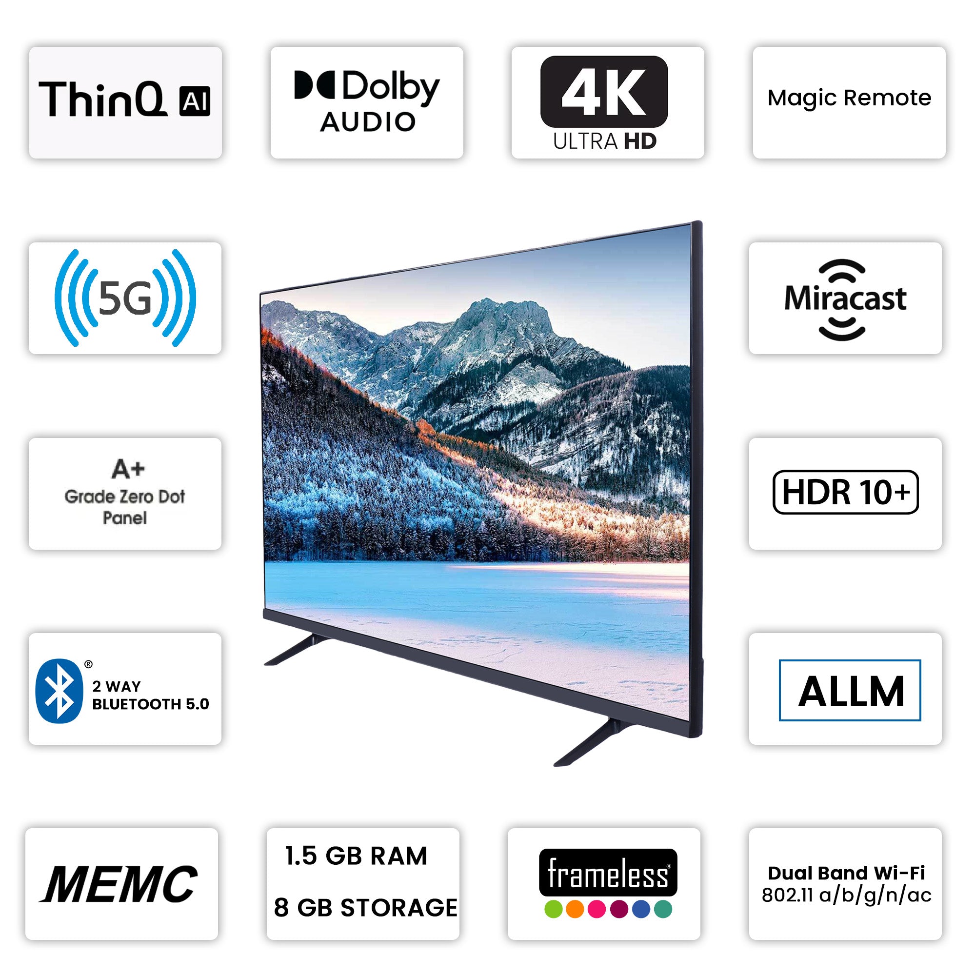 Cine Gold 109 cm (43 inches) True Frameless Smart Android WEB OS LED TV With Dolby Digital Sound & Air Mouse Remote 1.5GB/8GB