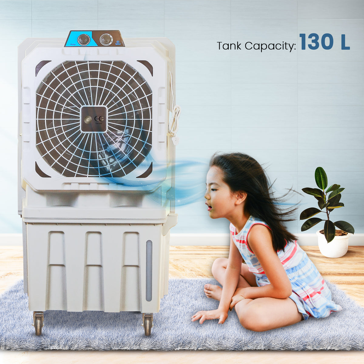 Cine Gold Legender 150 LTR Heavy Duty Desert Air Cooler For Home/Office With Honeycomb Cooling & Auto Swing Technology, Powerful Air Throw & 3-Speed Control Dark Grey